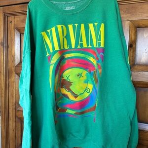 NIRVANA Green Sweater with Multicolor Graphic